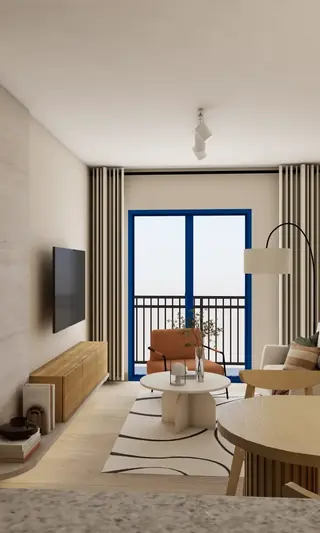 Airbnb Qoyllur — interior cálido con tonos neutros y textiles andinos, Cusco